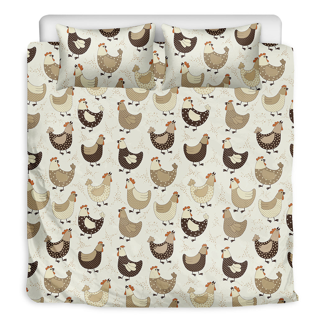 Cute Chicken Pattern Print Duvet Cover Bedding Set