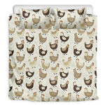 Cute Chicken Pattern Print Duvet Cover Bedding Set