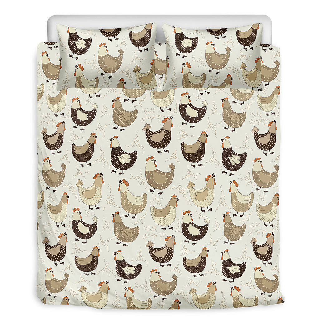 Cute Chicken Pattern Print Duvet Cover Bedding Set