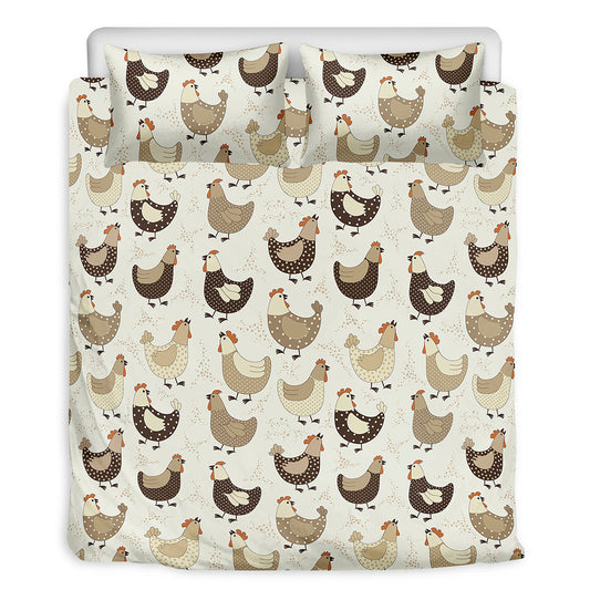 Cute Chicken Pattern Print Duvet Cover Bedding Set