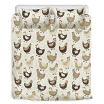 Cute Chicken Pattern Print Duvet Cover Bedding Set