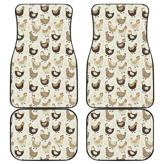 Cute Chicken Pattern Print Front and Back Car Floor Mats