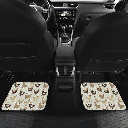 Cute Chicken Pattern Print Front and Back Car Floor Mats