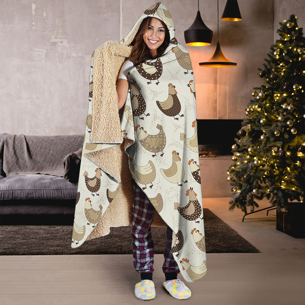 Cute Chicken Pattern Print Hooded Blanket