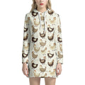 Cute Chicken Pattern Print Pullover Hoodie Dress
