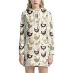 Cute Chicken Pattern Print Hoodie Dress