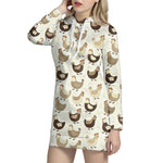 Cute Chicken Pattern Print Hoodie Dress
