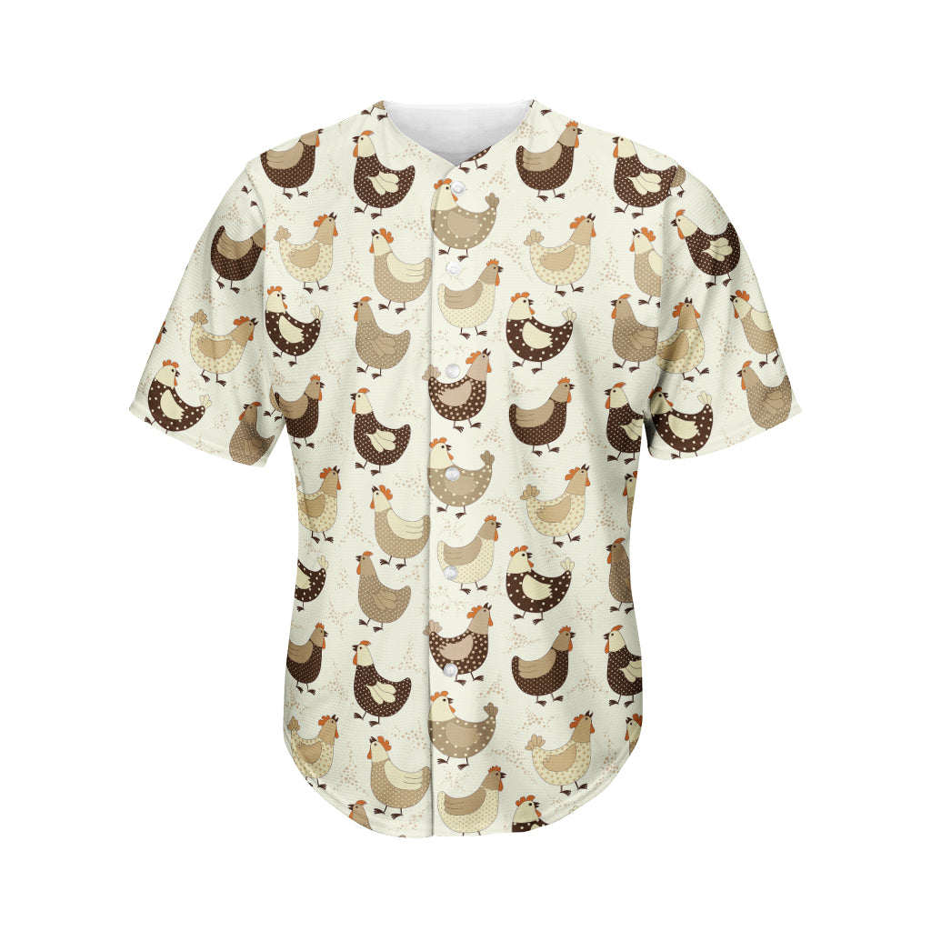 Cute Chicken Pattern Print Men's Baseball Jersey