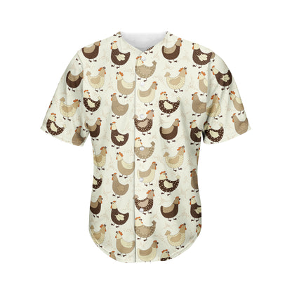 Cute Chicken Pattern Print Men's Baseball Jersey