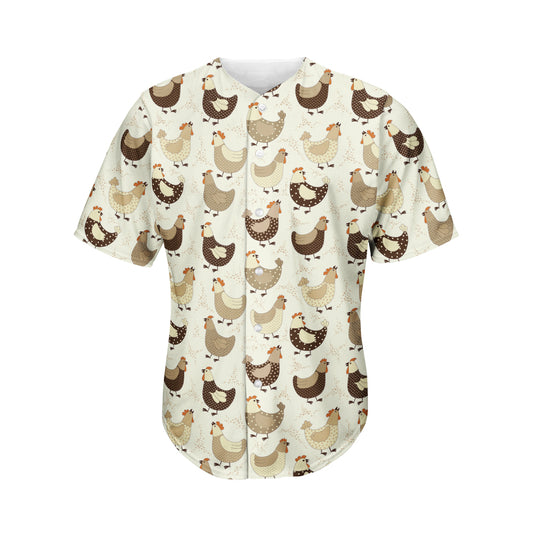 Cute Chicken Pattern Print Men's Baseball Jersey