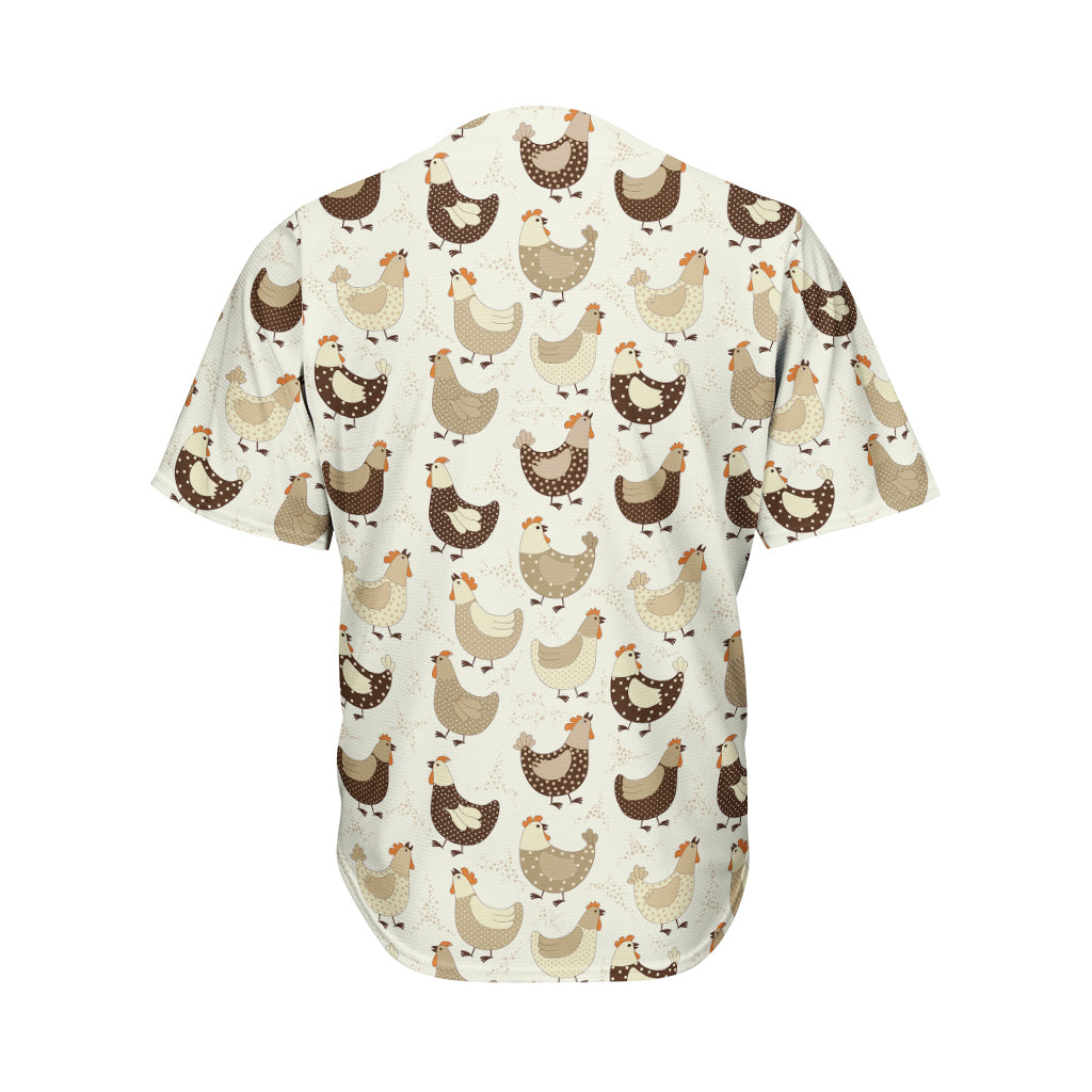 Cute Chicken Pattern Print Men's Baseball Jersey