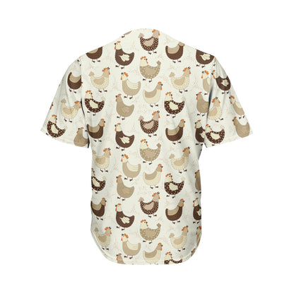 Cute Chicken Pattern Print Men's Baseball Jersey