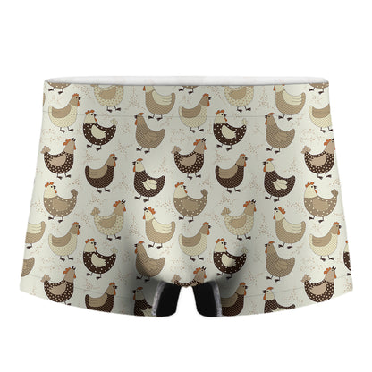 Cute Chicken Pattern Print Men's Boxer Briefs