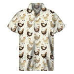 Cute Chicken Pattern Print Men's Short Sleeve Shirt