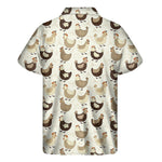 Cute Chicken Pattern Print Men's Short Sleeve Shirt
