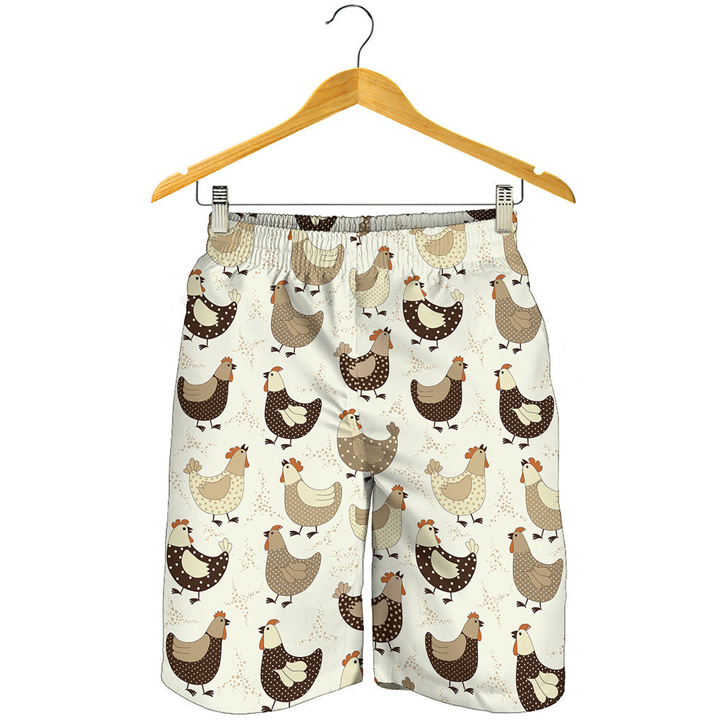Cute Chicken Pattern Print Men's Shorts
