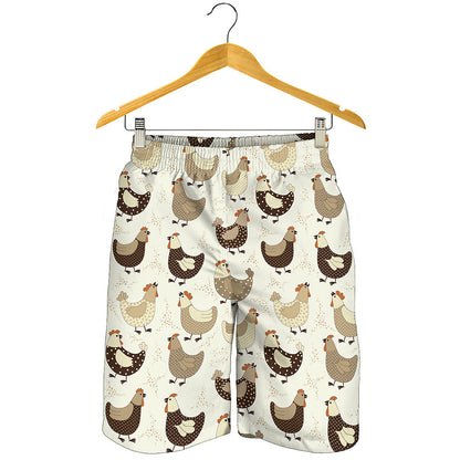 Cute Chicken Pattern Print Men's Shorts
