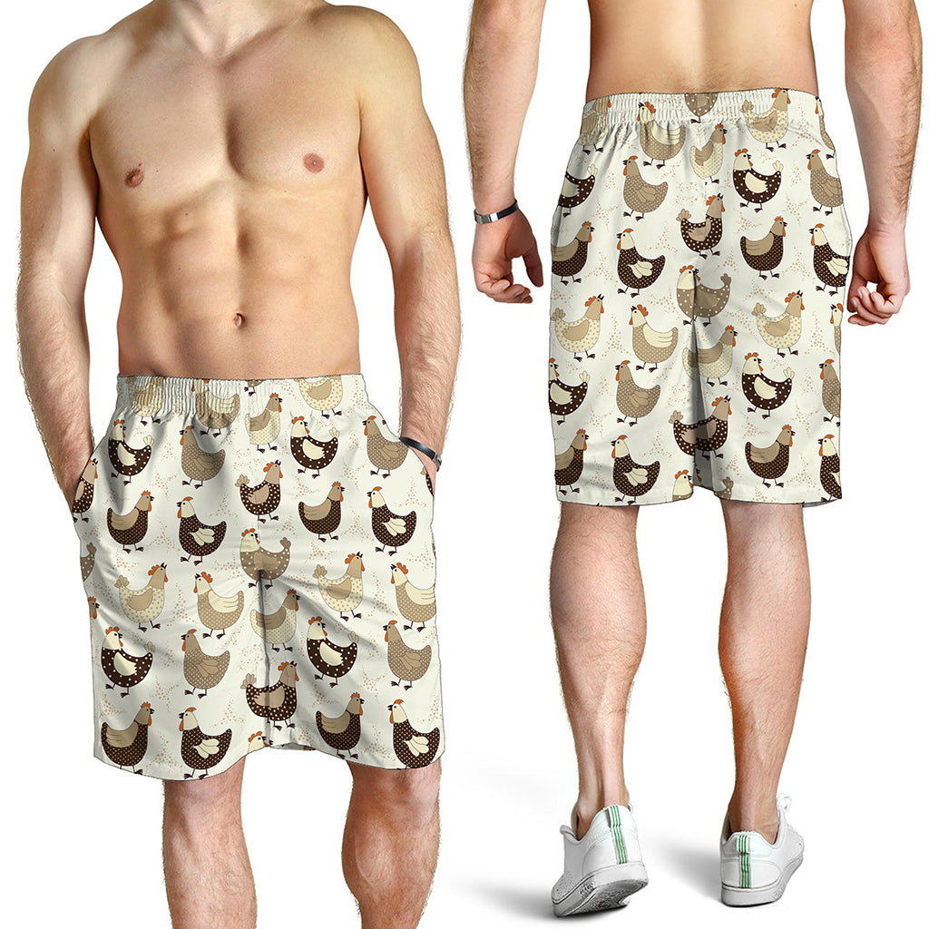 Cute Chicken Pattern Print Men's Shorts