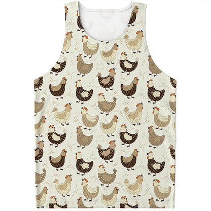 Cute Chicken Pattern Print Men's Tank Top