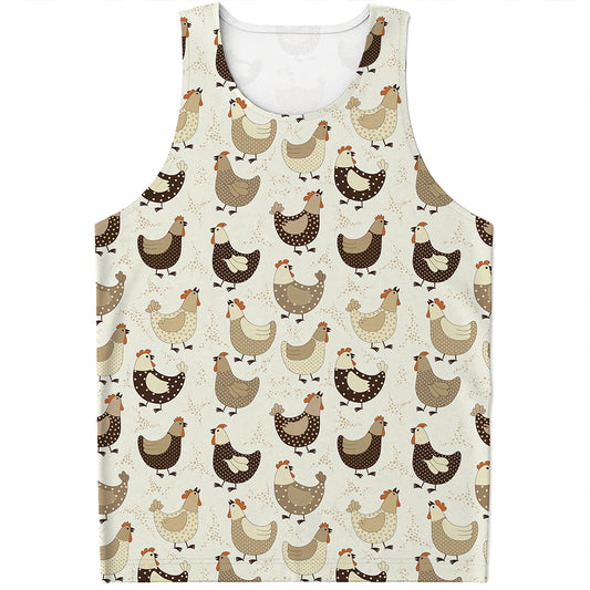 Cute Chicken Pattern Print Men's Tank Top