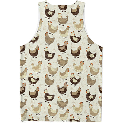 Cute Chicken Pattern Print Men's Tank Top