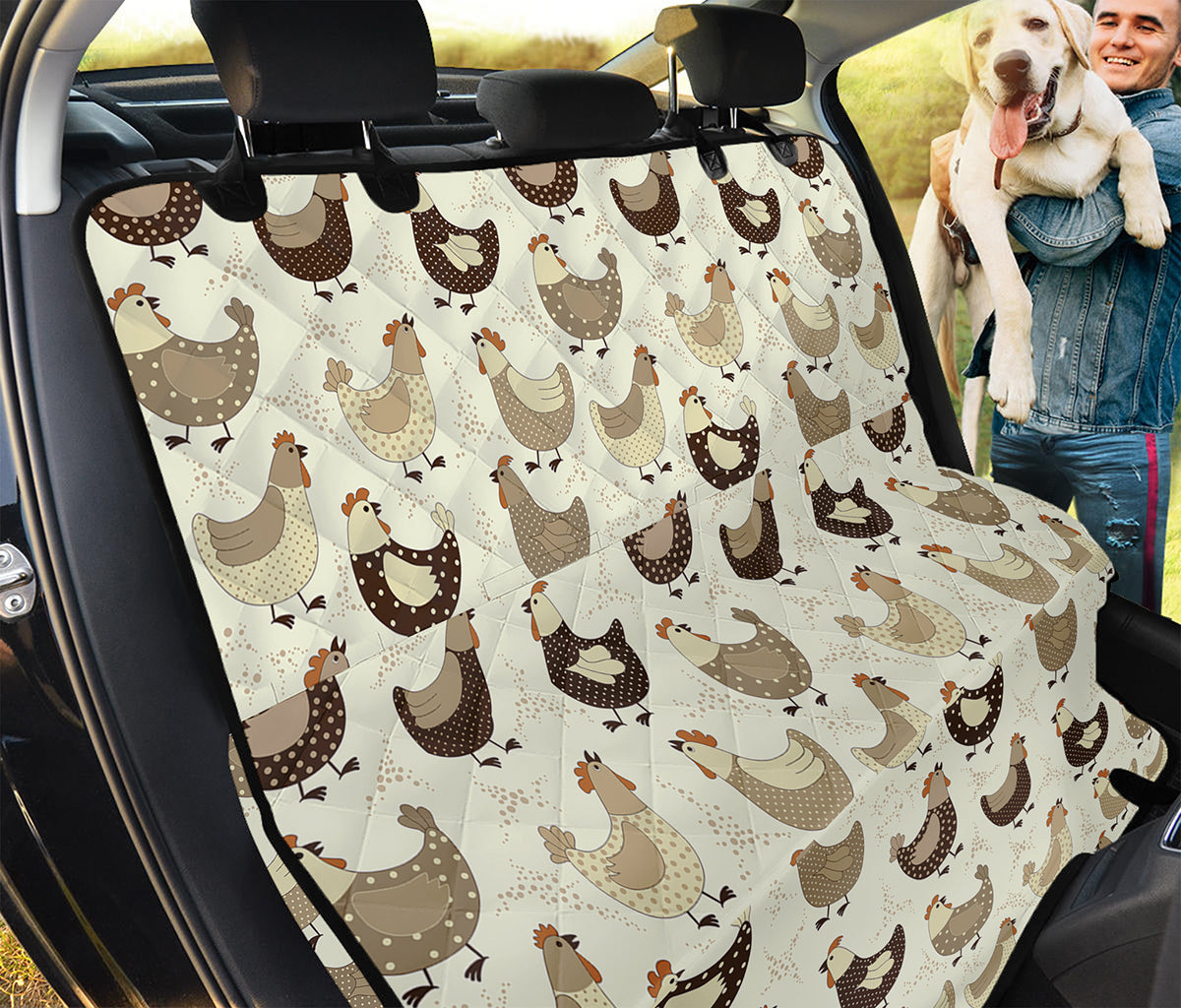 Cute Chicken Pattern Print Pet Car Back Seat Cover