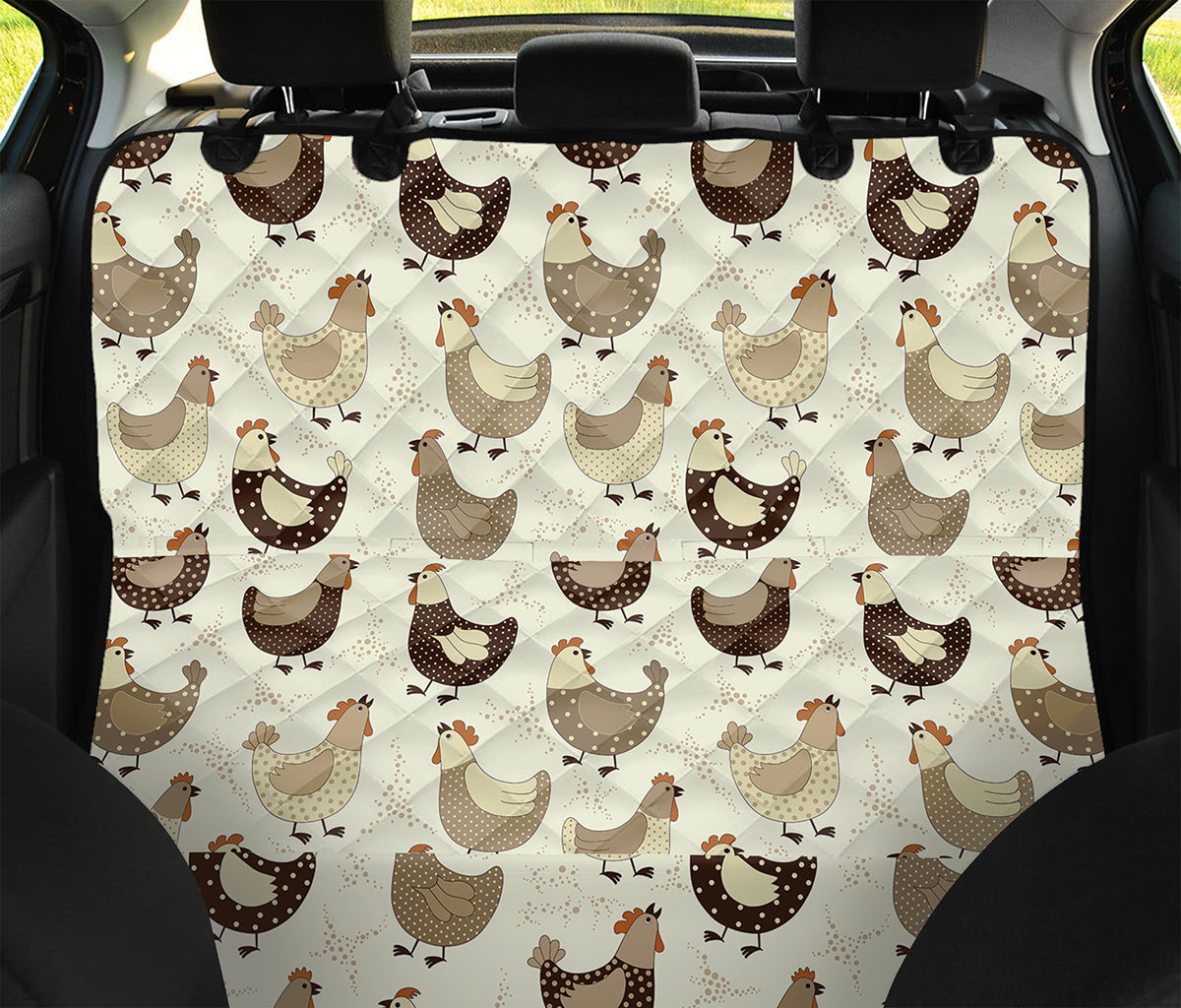 Cute Chicken Pattern Print Pet Car Back Seat Cover