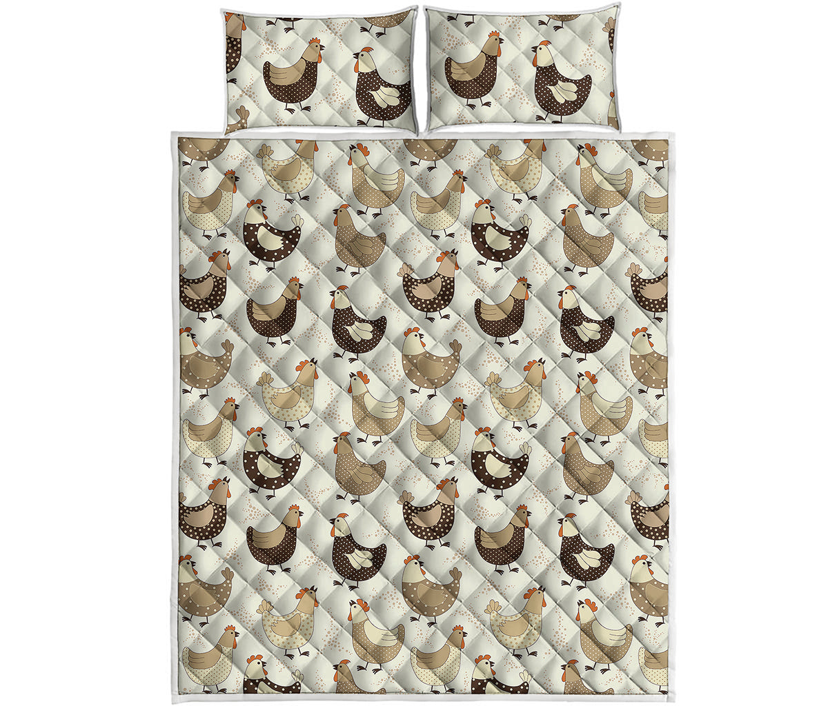 Cute Chicken Pattern Print Quilt Bed Set