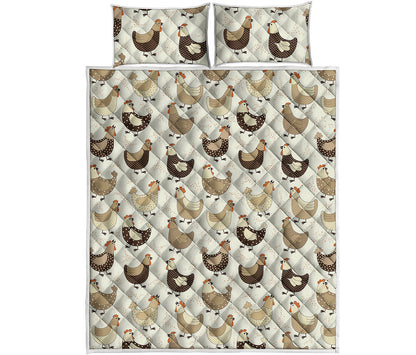 Cute Chicken Pattern Print Quilt Bed Set
