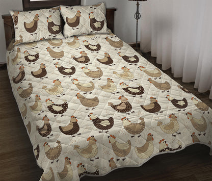 Cute Chicken Pattern Print Quilt Bed Set