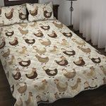 Cute Chicken Pattern Print Quilt Bed Set
