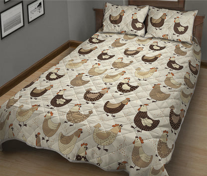 Cute Chicken Pattern Print Quilt Bed Set