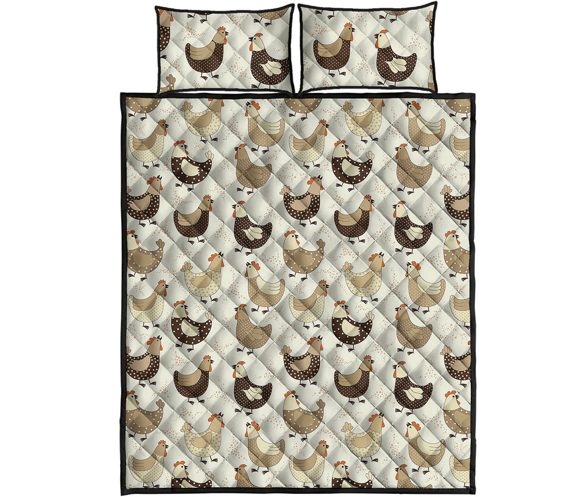 Cute Chicken Pattern Print Quilt Bed Set