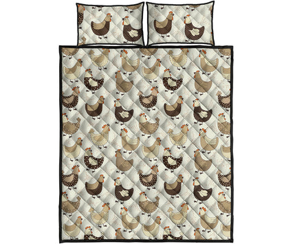 Cute Chicken Pattern Print Quilt Bed Set