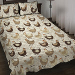 Cute Chicken Pattern Print Quilt Bed Set