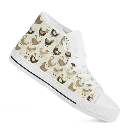 Cute Chicken Pattern Print White High Top Shoes