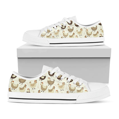 Cute Chicken Pattern Print White Low Top Shoes