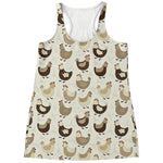 Cute Chicken Pattern Print Women's Racerback Tank Top