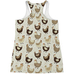 Cute Chicken Pattern Print Women's Racerback Tank Top