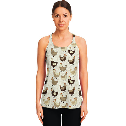 Cute Chicken Pattern Print Women's Racerback Tank Top
