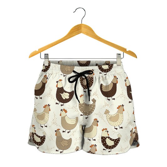 Cute Chicken Pattern Print Women's Shorts