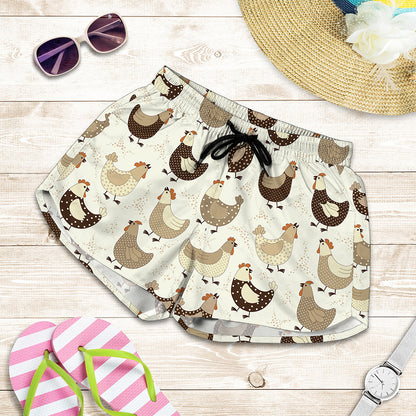 Cute Chicken Pattern Print Women's Shorts