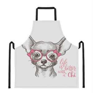 Cute Chihuahua With Glasses Print Apron