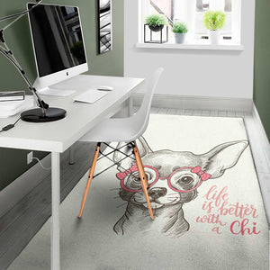 Cute Chihuahua With Glasses Print Area Rug