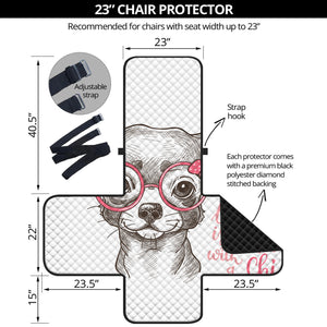 Cute Chihuahua With Glasses Print Armchair Protector