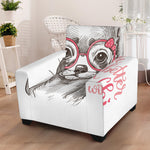 Cute Chihuahua With Glasses Print Armchair Slipcover