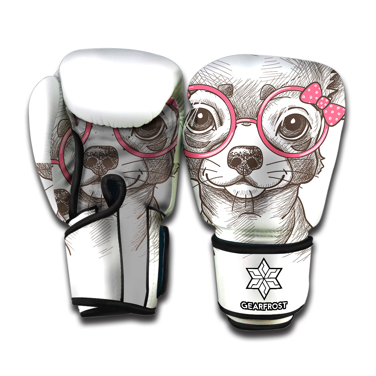 Cute Chihuahua With Glasses Print Boxing Gloves