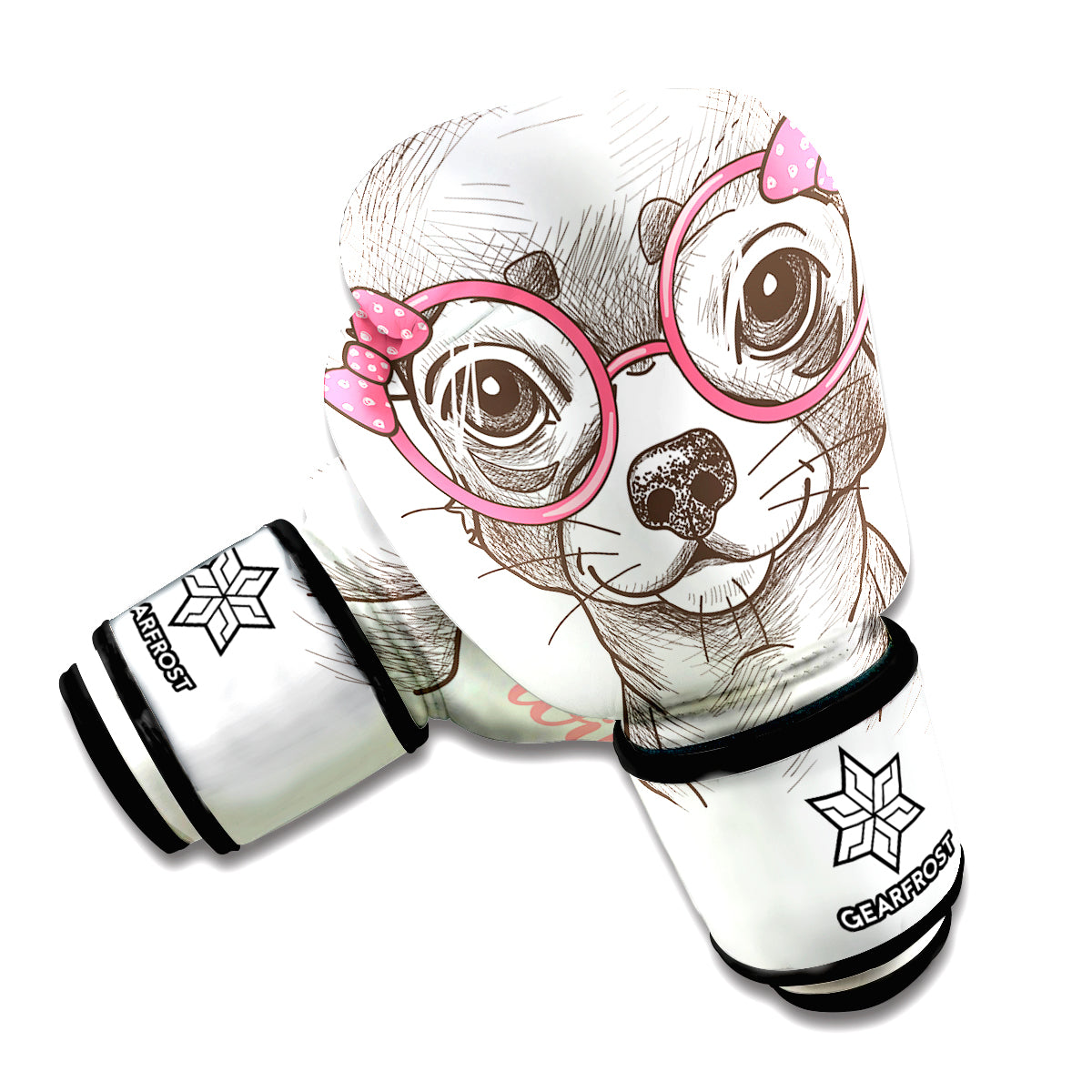 Cute Chihuahua With Glasses Print Boxing Gloves