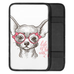 Cute Chihuahua With Glasses Print Car Center Console Cover