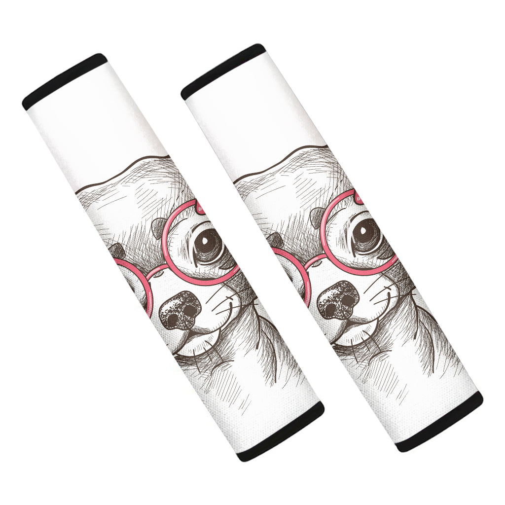 Cute Chihuahua With Glasses Print Car Seat Belt Covers